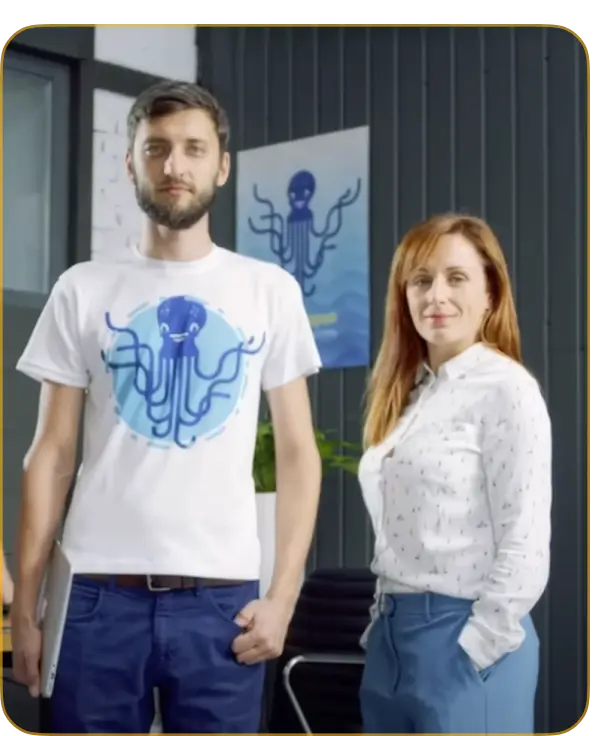 JetOctopus founders Julia Nesterets and Serge Bezborodov in the office
