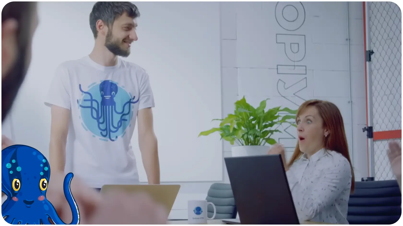 JetOctopus co-founder Serge Bezborodov with a teammate in the JetOctopus office