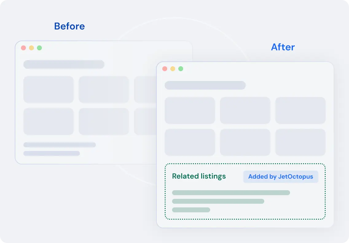 Before and after: related listings block added by JetOctopus