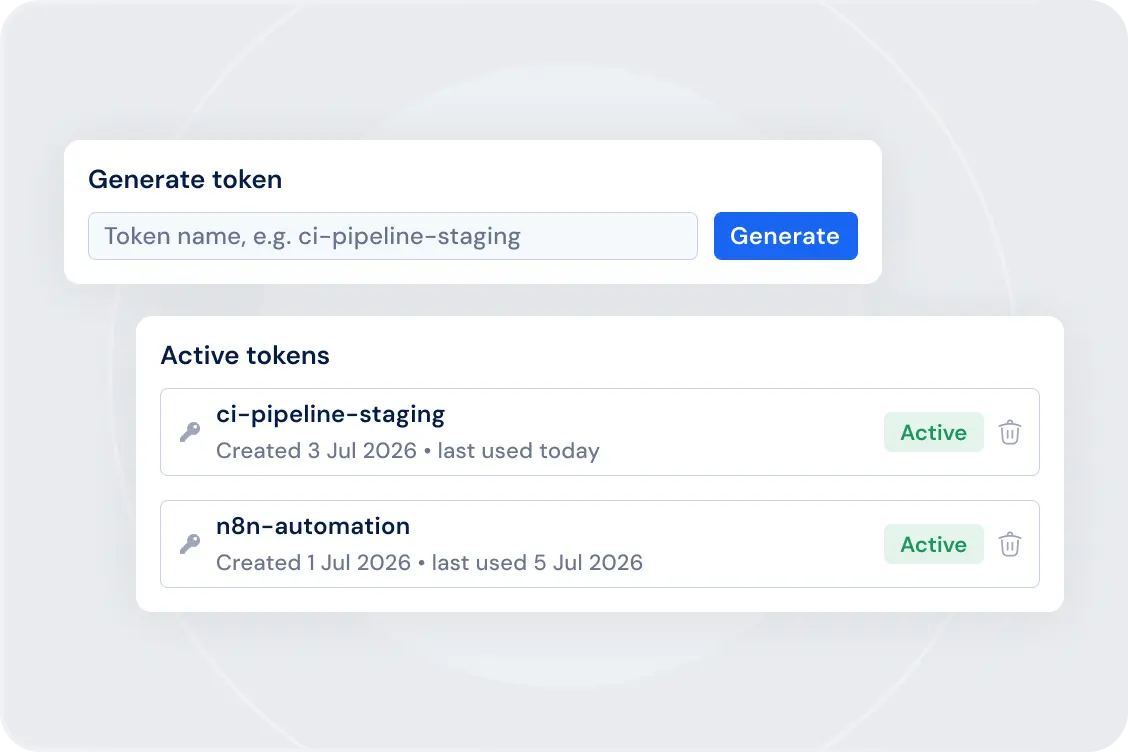 Generate token and active tokens list