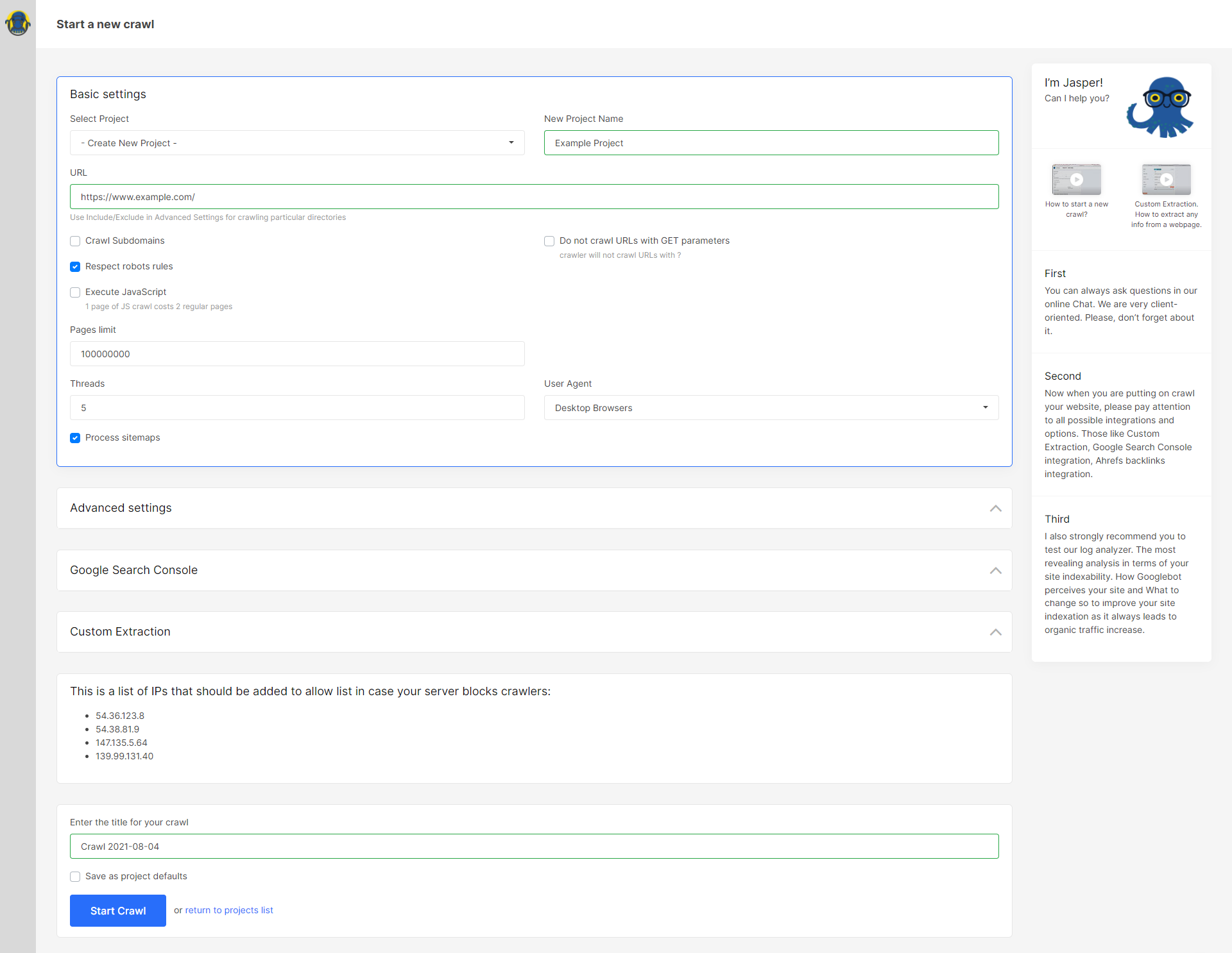 Add new crawl details