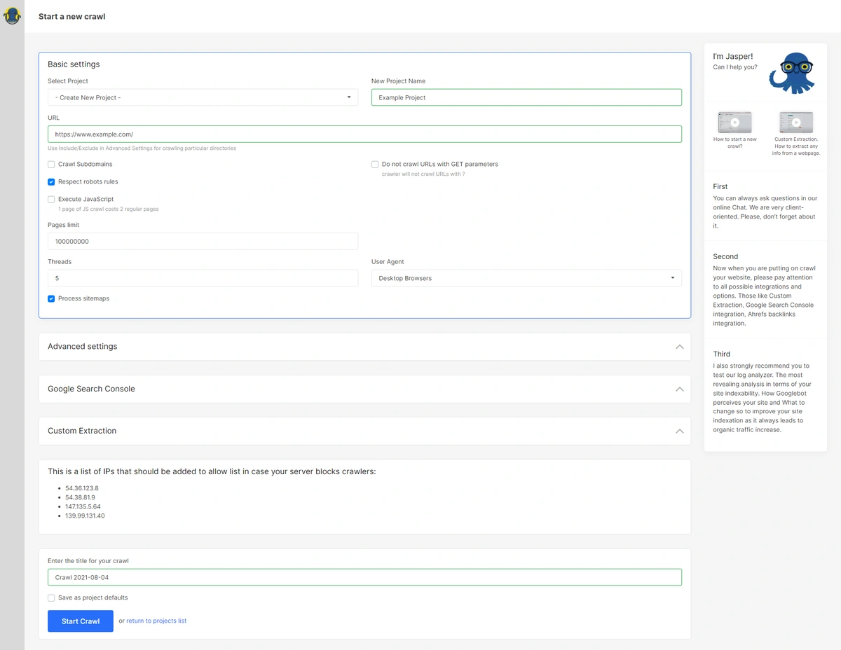 Add new crawl details