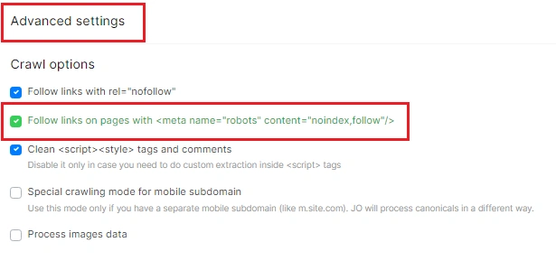 How to configure crawl correctly - Advanced settings - JetOctopus