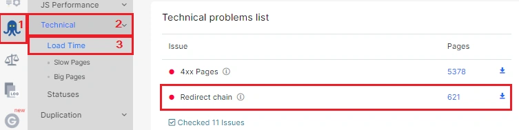 How to find redirect chains - JetOctopus How to find redirect chains - JetOctopus