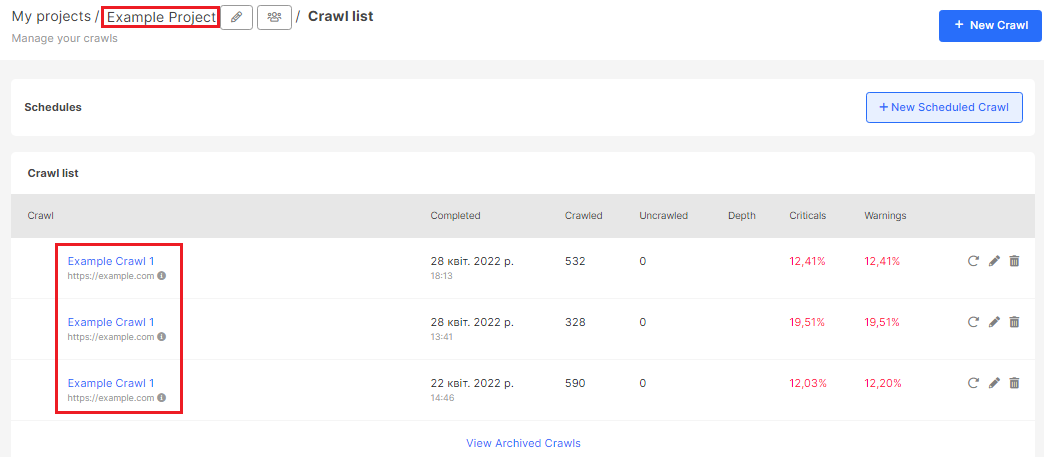 How to generate a sitemap with JetOctopus - select crawl