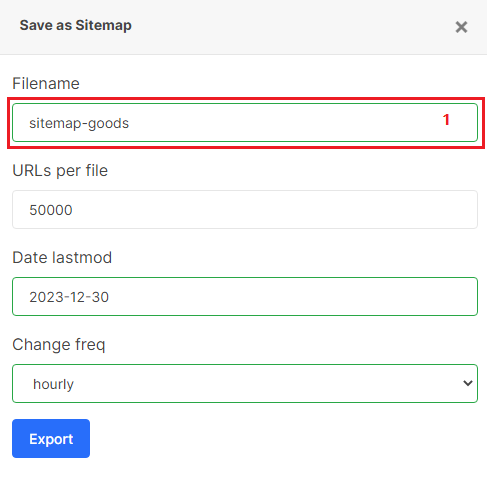 How to generate a sitemap with JetOctopus - sitemap name