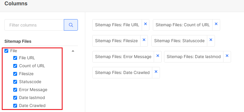 How to check XML Sitemaps with JetOctopus - Sitemap columns