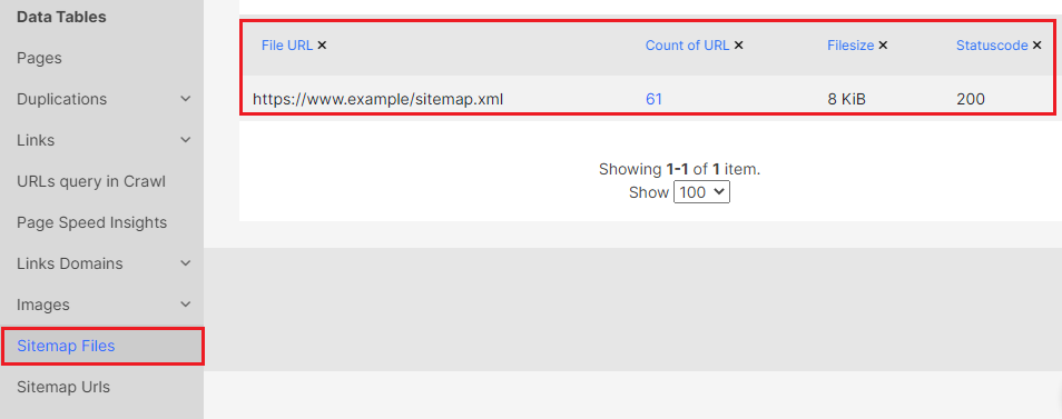 How to check XML Sitemaps with JetOctopus - Sitemap Files report