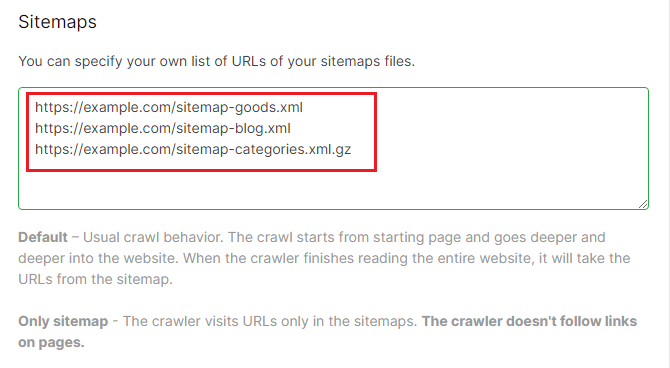 How to submit sitemaps for testing in JetOctopus - Step 2 - JetOctopus