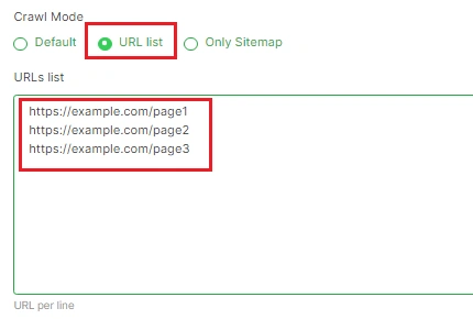 URL list mode - JetOctopus