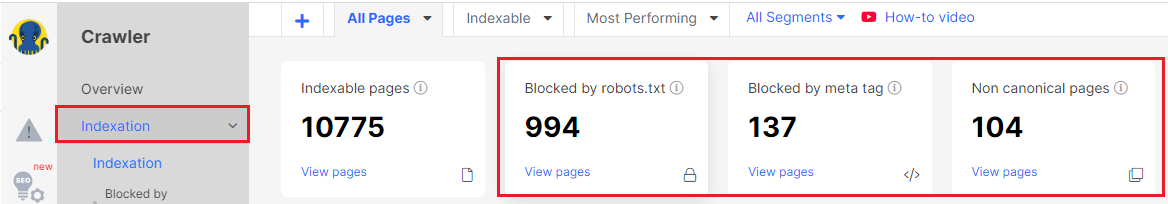 Why are URLs being displayed as non-indexable in crawl results - JetOctopus - Step 2