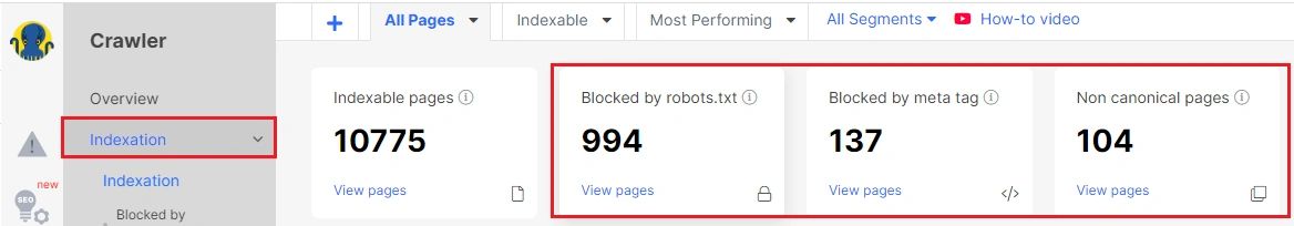 Why are URLs being displayed as non-indexable in crawl results - JetOctopus - Step 2