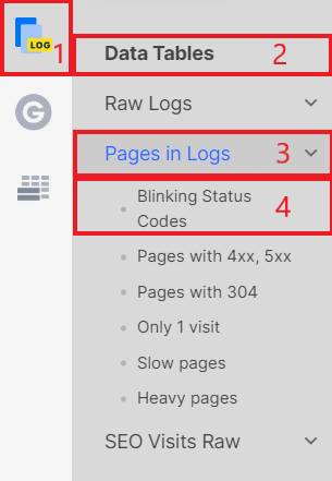 How to find blinking status codes in search robots logs - JetOctopus - Step 1
