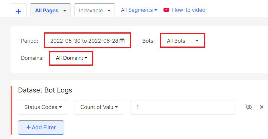 How to find blinking status codes in search robots logs - JetOctopus - Step 3