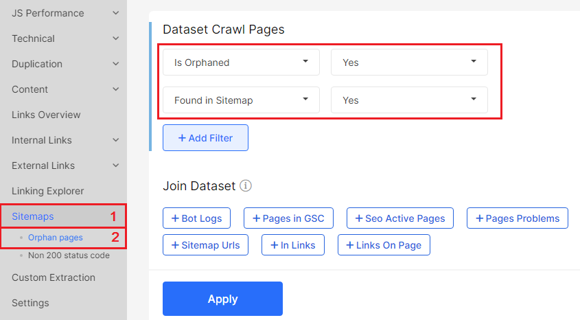 How to find orphan pages with JetOctopus - Step 6