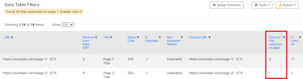 How to check HTTP resources on page with JetOctopus - 5