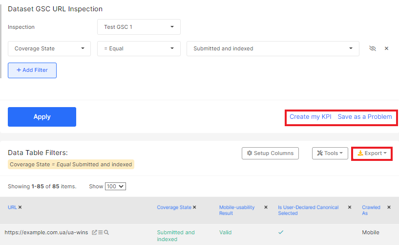 JetOctopus Product Update. GSC URL Inspection Tool - 7