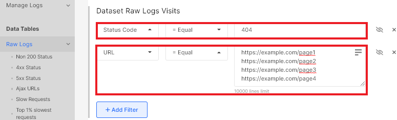 Step-by-step instructions analysis of 404 URLs in search engine logs - JetOcotopus - 7