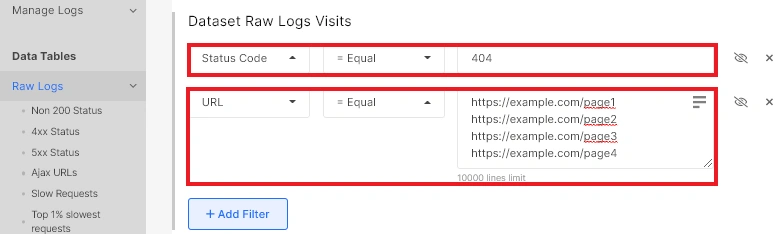 Step-by-step instructions analysis of 404 URLs in search engine logs - JetOcotopus - 7