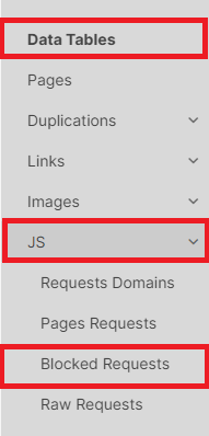 How to find JS blocked requests - JetOctopus SEO Crawler 3