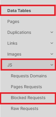 How to find JS blocked requests - JetOctopus SEO Crawler 3