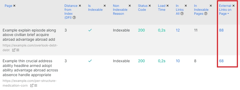 How to find out the number of internal outlinks on a page - JetOctopus - 8