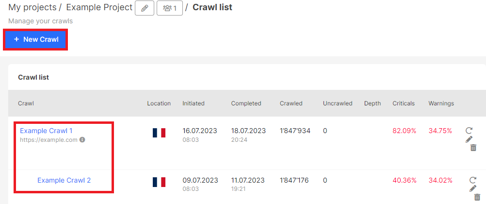 How to count headings on a page - JetOctopus - 1 - New Crawl Start